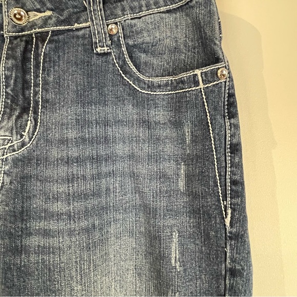 Zenim Thick Stitch Embroidered Medium Wash Denim Jeans Women’s Size 8 - Picture 5 of 15
